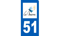 Autocollant (sticker): immatriculation motard 51 de la Marne