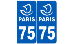 Autocollant (sticker): numéro immatriculation 75 Ville de Paris