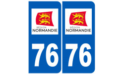 immatriculation 76 Normandie (2 logos de 10,2x4,6cm) - Autocollant(sticker)