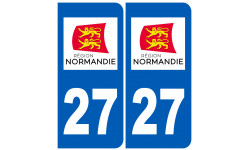 immatriculation 27 Normandie (2 logos de 10,2x4,6cm) - Autocollant(sticker)