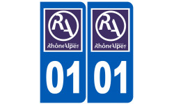 Autocollant (sticker): numéro immatriculation 01 région de l'Ain