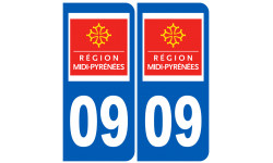 Autocollant (sticker): numéro immatriculation 09 région