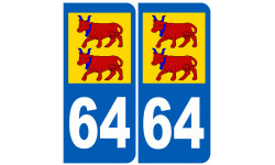 numéro immatriculation Bearnais 64 - Autocollant(sticker)