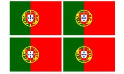 Drapeau Portugal - 4 stickers - 9.5 x 6.3 cm - Autocollant(sticker)