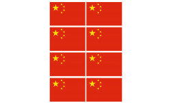 Drapeau Chine - 8 stickers - 9.5 x 6.3 cm - Autocollant(sticker)