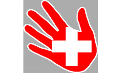 drapeau suisse main - 17cm - Autocollant(sticker)