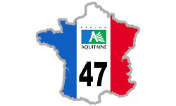 FRANCE 47 région Aquitaine (10x10cm) - Autocollant(sticker)