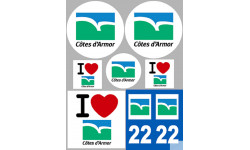 Département 22 Côtes-d'Armor (8 autocollants variés) - Autocollant(sticker)